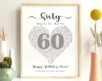 60 Reasons We Love You Print: Custom Birthday Gift (Digital Download)