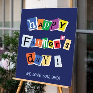 Cartel de bienvenida para el Día del Padre, collage de letras para el Día del Padre, póster del Día del Padre con descarga instantánea, PNG imprimible para el Día del Padre