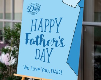 Custom Happy Father’s Day Sign, Printable Welcome Poster with Custom Message and Badge, Digital Download, Custom Father’s Day Digital Print