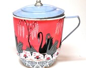 1950s Tin Toy Tea Pot. Swans. Made by Ohio Art.