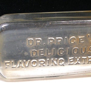 1900s clear glass bottle. Dr Price&#39;s Delicious Flavoring Extract. Apothecary Style Drugstore Bottle. Sale.