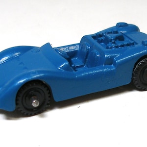 SALE 60s Mini toy sports car. Die cast metal. Midgetoy. Blue. Made in USA. Rear engine. price reduced. Stocking stuffer. Vintage toy.
