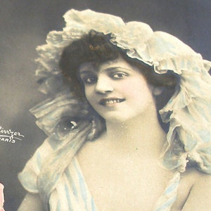 1900s Antique postcard. French Actress. Reutlinger. RPPC real photo postcard. paper ephemera. Carte Postale. Vintage glamour fashion