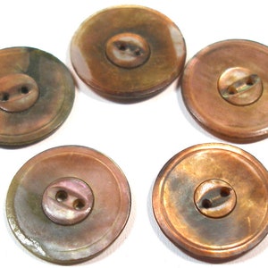 1930s shell BUTTONS. 5 Mother-of-pearl. 5/8. image 1