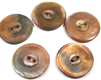 1930s shell BUTTONS. 5 Mother-of-pearl. 5/8".