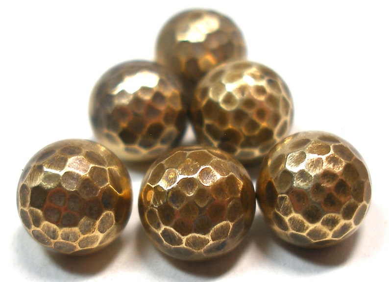 Antique brass ball BUTTONS 6 matching faceeted brass 38.