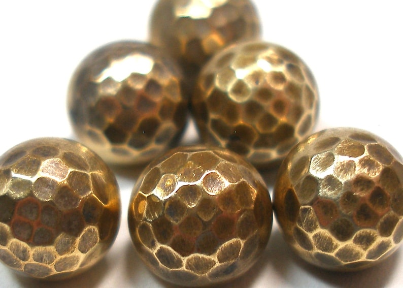 Antique brass ball BUTTONS 6 matching faceeted brass 38.