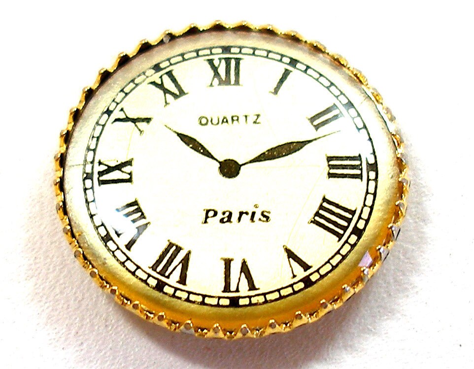Buttons Vintage Clock Button Paris Resin Gold Metal Sewing ...