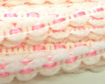 SALE 60s Pink & white lace trim, 1/3" petite doll trim, ribbon.