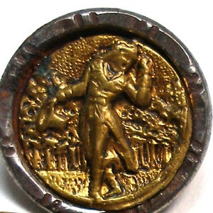 Botão antigo vitoriano de dândi. Homem georgiano com trajes do início de 1800, 9/16"