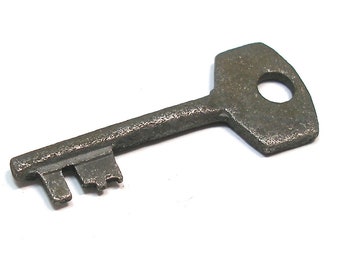 Silver metal skeleton key, 1 3/4". Vintage Door key. Antique key.