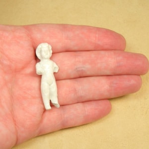 1 3/4&quot; Frozen Charlotte doll from Germany. Antique porcelain.  Real 19th century toy.