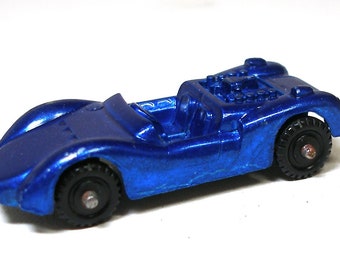 SALE 60s Mini toy sports car. Die cast metal. Midgetoy. Metallic blue. Made in USA. Rear engine. price reduced.