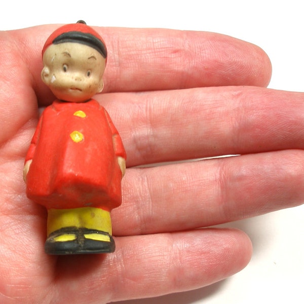 SALE Herby, 1930s Comic Doll from Smitty. German bisque toy with nodder head.  2 1/4"