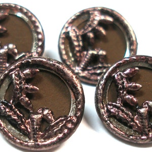 1900 antieke KNOPEN. 4 Edwardiaans getinte bloemenknopen. 9/16". Jugendstil