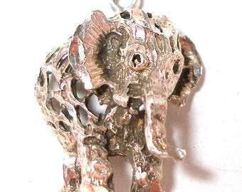 Vintage sterling silver elephant charm, pendant.  11/16". Lucky elephant