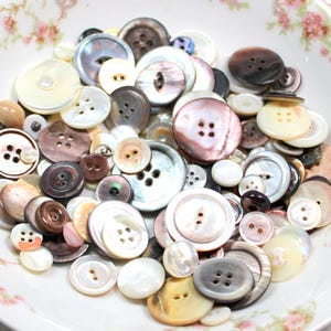 12 dozen Vintage shell BUTTONS.  Mother of pearl.  Assorted sizes & colors