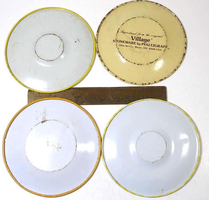 SALE 13 Tin Toy tea saucers in yellow orange beige. 1950s Etsy