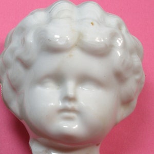 LG 1800s Antique china doll head. German Frozen Charlotte, white porcelain. 2.75&quot;.