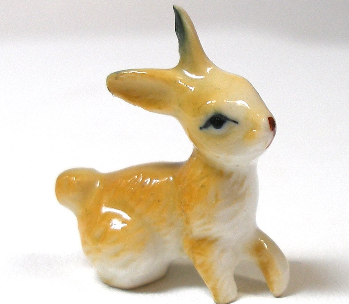 Mini vintage rabbit figurine. Tiny golden china bunny. 1 | Etsy