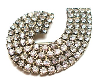 50s Rhinestone brooch, Wave design.