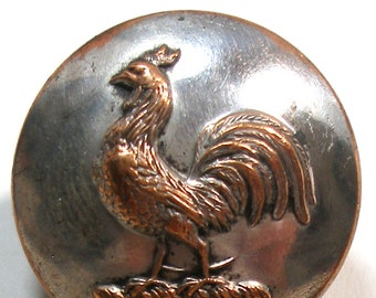 Antique British Livery BUTTON. Rooster, brass button 1". Firmin & sons. London.