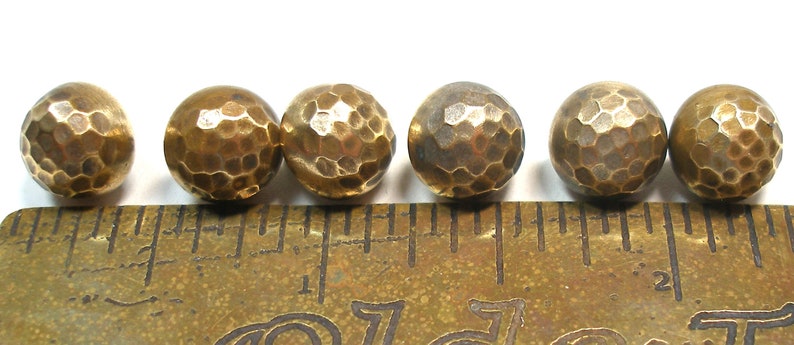 Antique brass ball BUTTONS 6 matching faceeted brass 38.