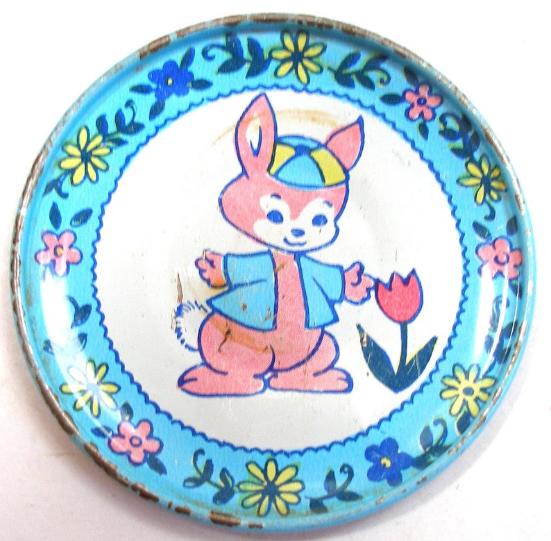 Spring Bunnies Tin Toy Tea Setting 3 piece set. Etsy