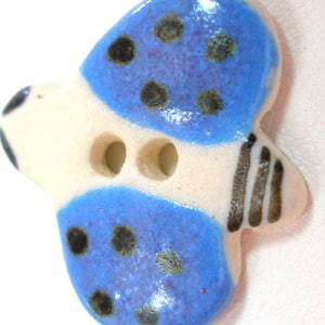 Ceramic LADYBUG Button, Handmade insect button, 7/8&quot;.