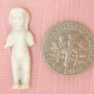 Teeny tiny Frozen Charlotte doll from Germany. Itty Bitty size. 1&quot;  Smallest size. 19th century antique toy. You get exact doll. Doll EE