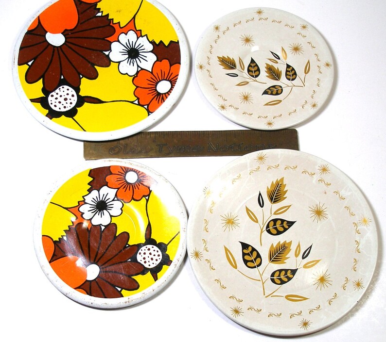 SALE 13 Tin Toy tea saucers in yellow orange beige. 1950s Etsy