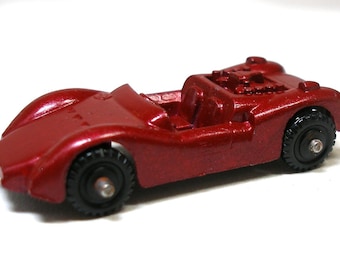 SALE 60s Mini toy sports car. Die cast metal. Midgetoy. Maroon. Made in USA. Rear engine. price reduced. Stocking stuffer.