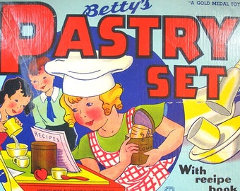 1940s toy box. Betty's Pastry Set. Great graphics. Box only.