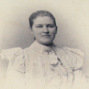 19th century CDV photograph. Small antique portrait of a Danish lady with many frills. paper ephemera. Carte de viste. Denmark