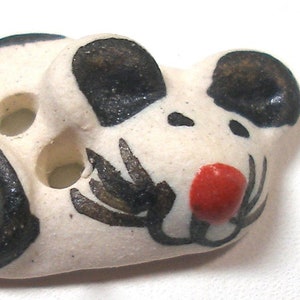 Mini MOUSE Button. Handmade ceramic happy mouse, 3/4&quot;