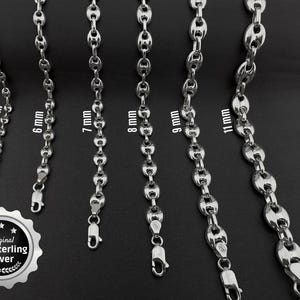 925 Sterling Silver chain, Puffy Anchor Mariner Chain, Silver women&#39;s necklace, Handmade silver jewerly, Unisex hollow silver, Dainty chain