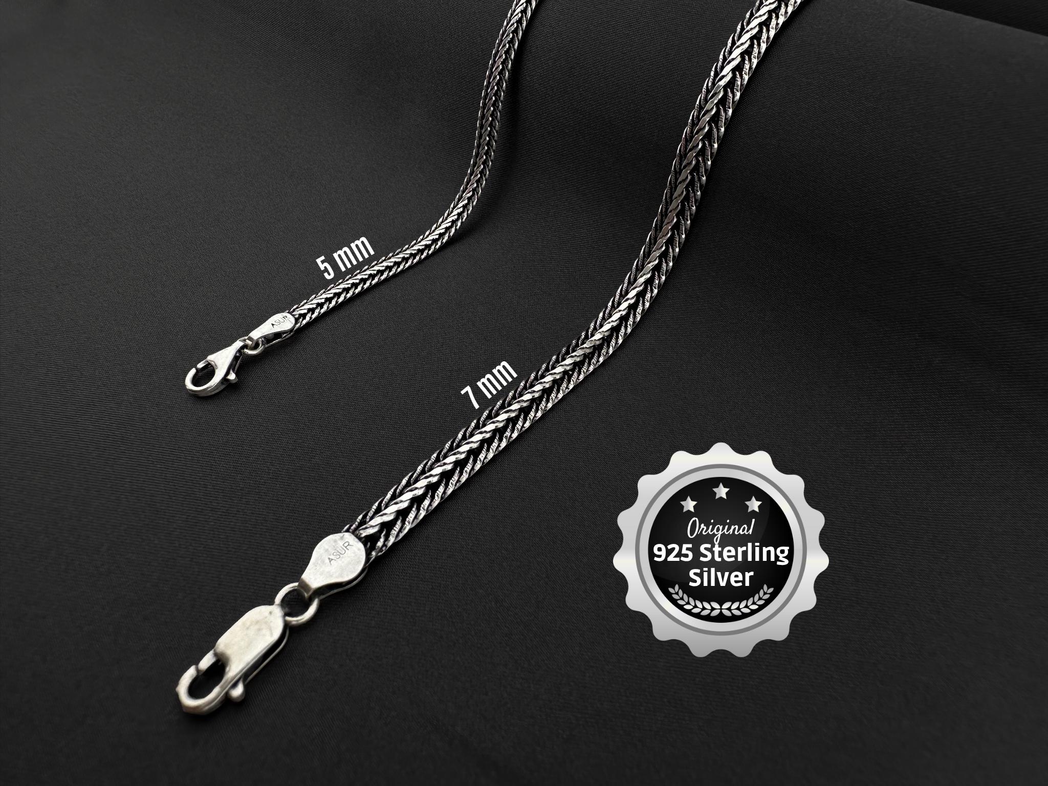 Kette aus Sterlingsilber 925, Fuchsschwanz aus Italien, handgemachte Halskette, Fischgrätenkette, Fuchsschwanz aus Silber, Damenarmband