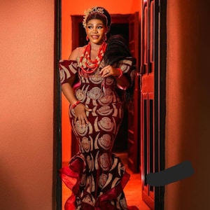 Vestido de corsé africano Isiagu, vestido de novia africano, vestido tradicional africano, vestido de compromiso africano, vestido de boda africano Isiagu, vestido de fiesta
