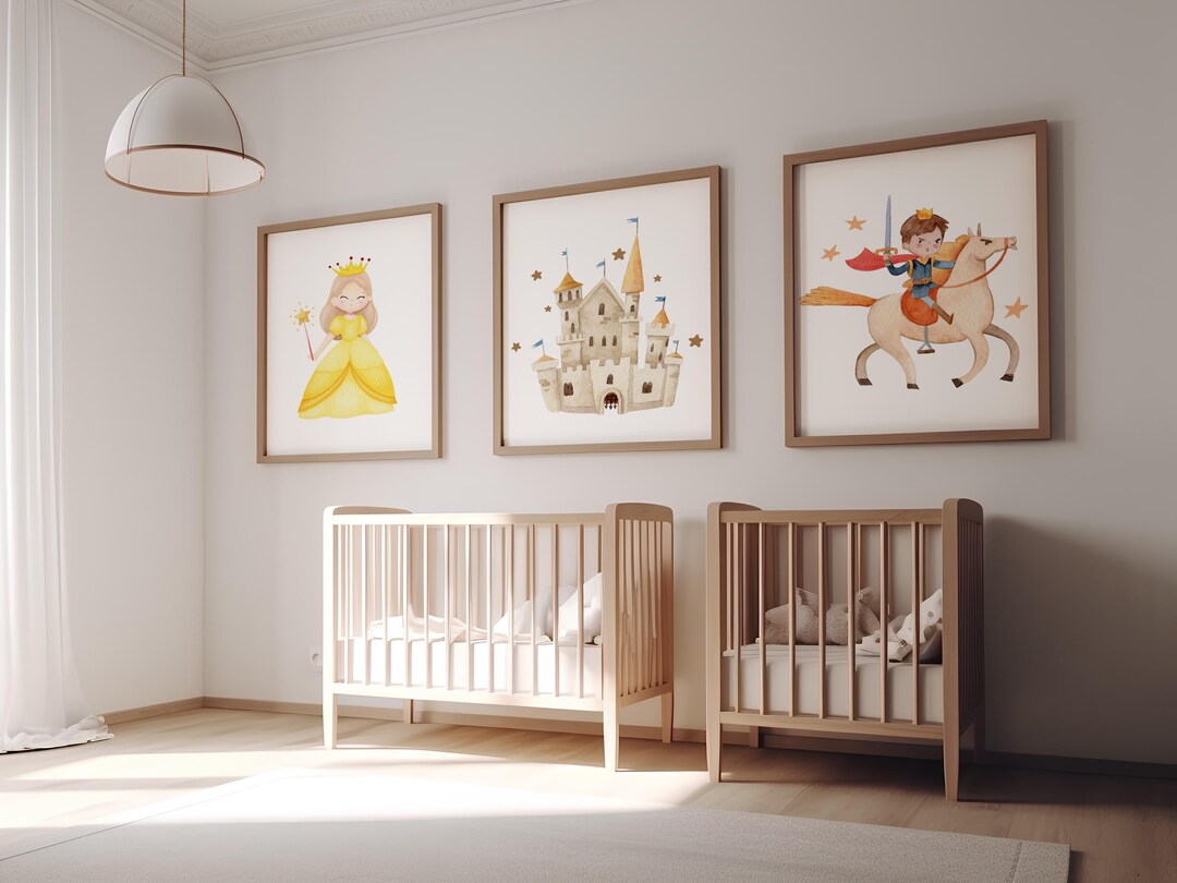 Princess and Prince Nursery Art Set of 3: Castle Decor (digital ...