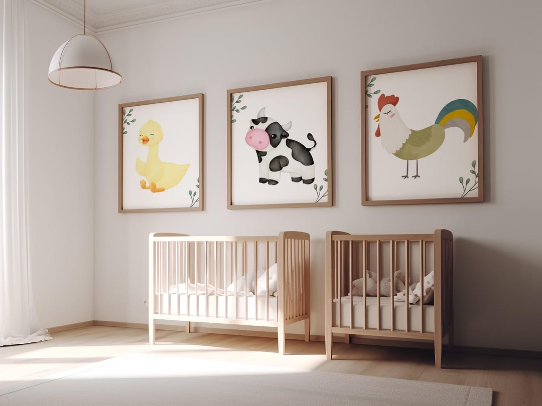 Animals Nursery Wall Art Set of 3: Farm Theme Decor (digital Download ...