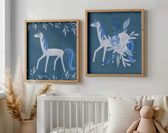 Horse Nursery Art Set: Floral Horse Theme (Digital Printable)