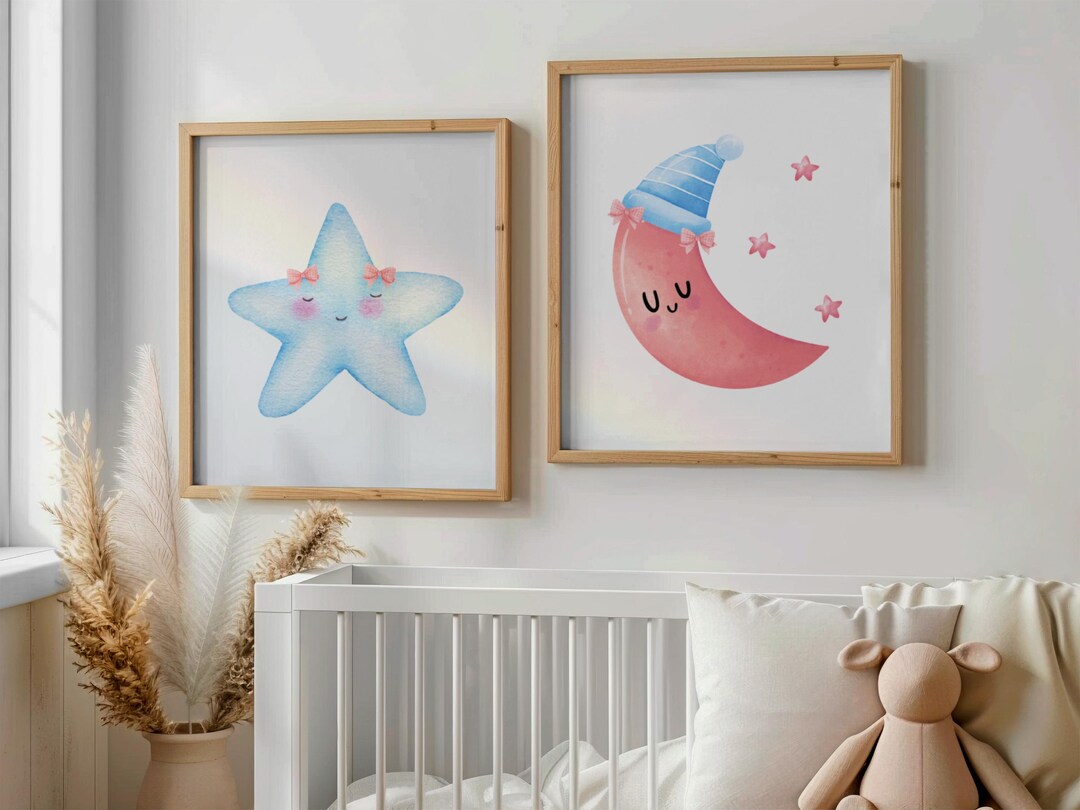 Boho Moon and Stars Nursery Art Print Set (digital Download) - Etsy