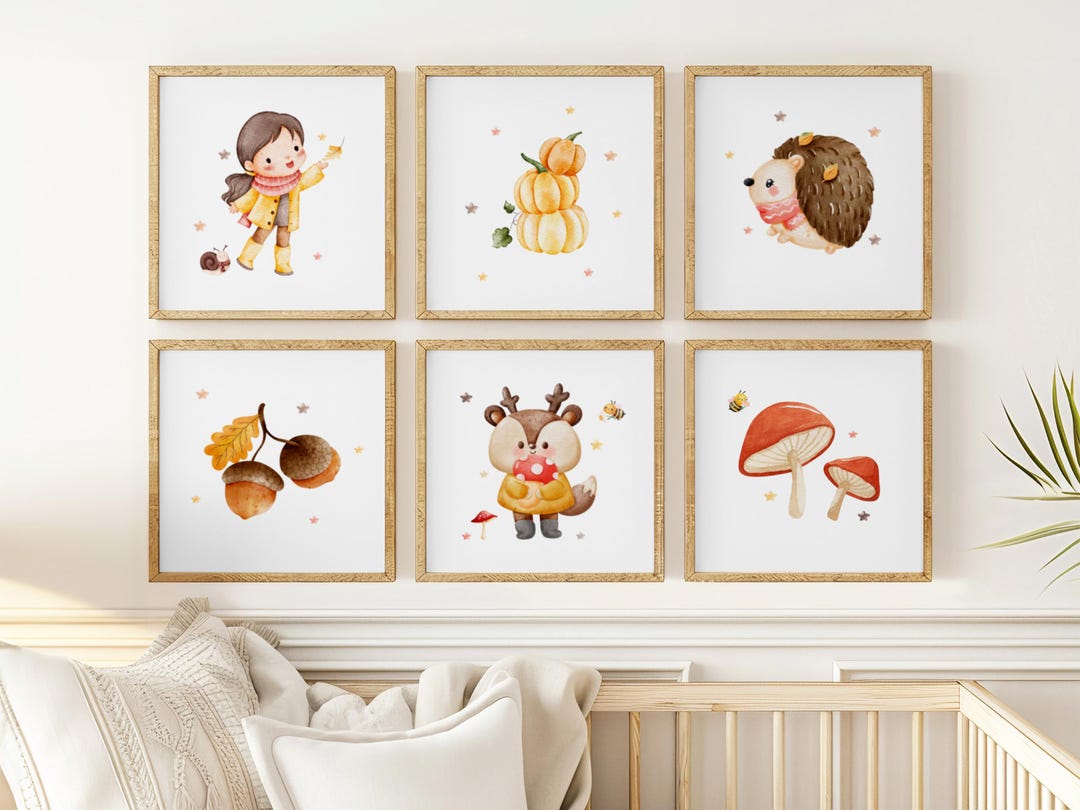 Nursery Wall Art Set of 6 Prints: Autumn Theme (instant Download) - Etsy