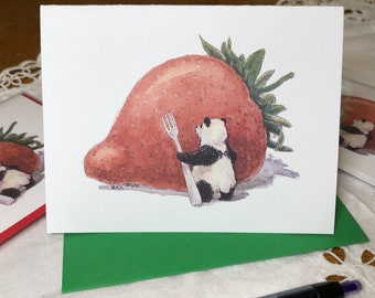 Ein Riese unter Beeren Panda Grußkarte (innen unbedruckt)