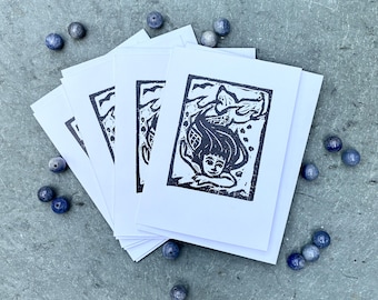 Mermaid Diver - Set of 4 mini note cards