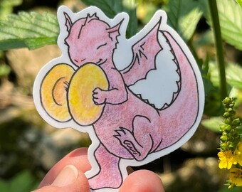 Pink Dragon with Cymbals Aufkleber, wasserfest