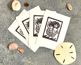 Mermaid Swimmer - Set of 4 mini note cards