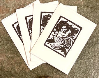 Mermaid Singer - Set of 4 mini note cards
