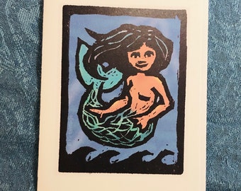 Meerjungfrau Schwimmer Note Card (innen leer)