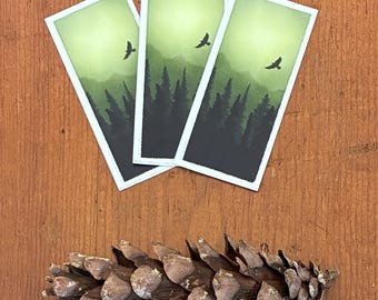 Over the Forest ~3" vinyl sticker of a raven (water resistant)
